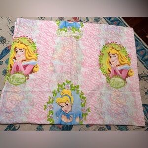 Cinderella and Aurora pink vintage twin flat sheet
